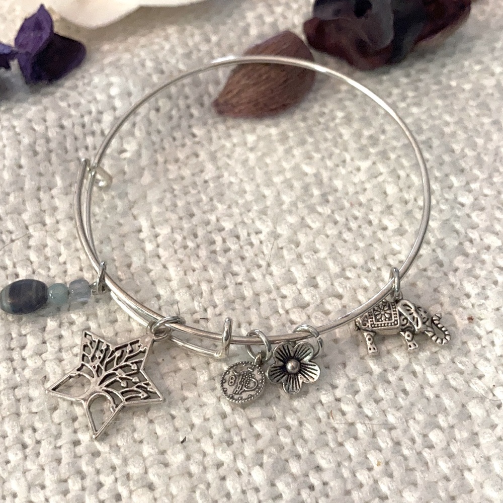 Expanding stainless bracelet Tibetan silver charms